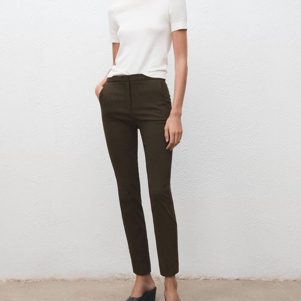 Mango Women's Brown and Khaki Trousers